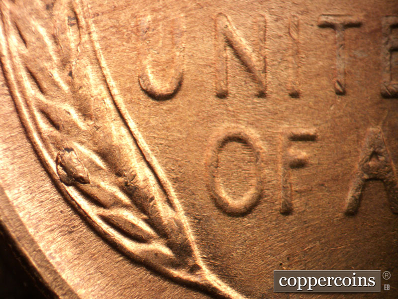 Die-stage C marker on 1955S•1MM•017 (1955 Repunched Mint Mark).