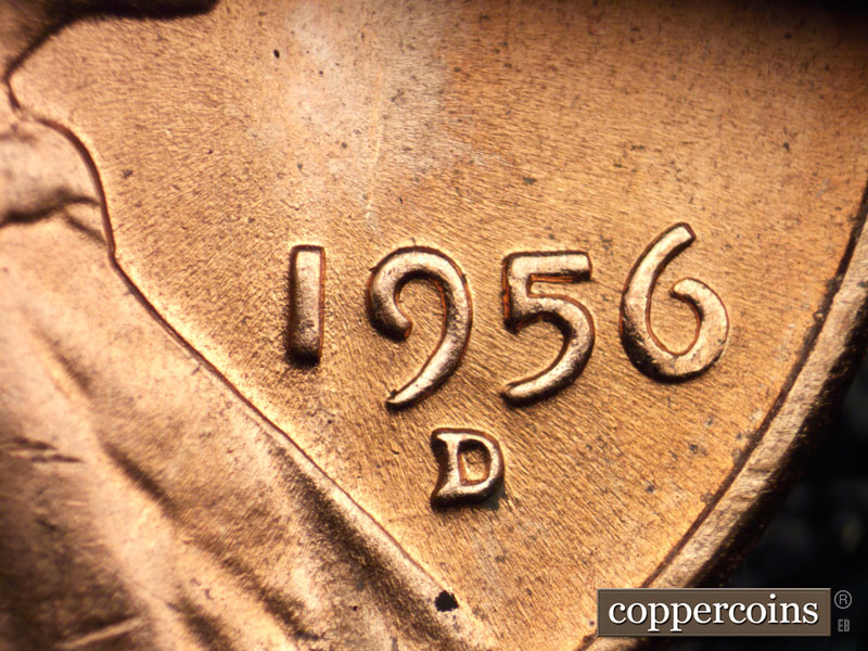 Die-stage B marker on 1956D•1DO•001 (1956 Doubled Die Obverse).
