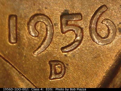 Die-stage A marker on 1956D•1DO•002 (1956 Doubled Die Obverse).