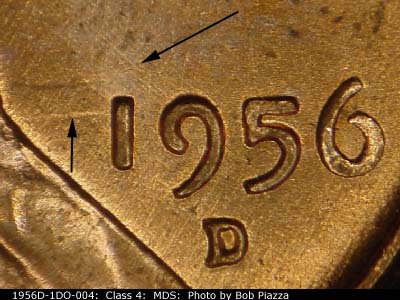 Die-stage B marker on 1956D•1DO•004 (1956 Doubled Die Obverse).