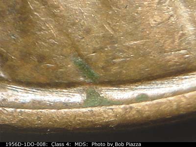 Die-stage B marker on 1956D•1DO•008 (1956 Doubled Die Obverse).