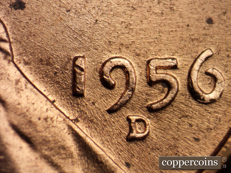 Die-stage C marker on 1956D•1DO•012 (1956 Doubled Die Obverse).