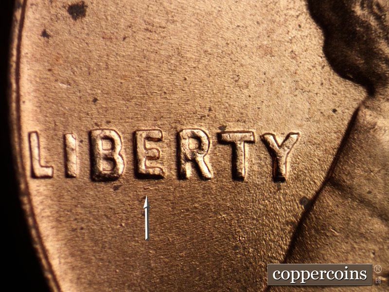 Die-stage C marker on 1956D•1DO•012 (1956 Doubled Die Obverse).