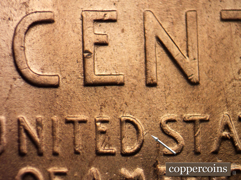 Die-stage C marker on 1956D•1DO•012 (1956 Doubled Die Obverse).