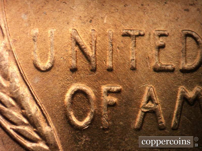 Die-stage B marker on 1956D•1DO•013 (1956 Doubled Die Obverse).