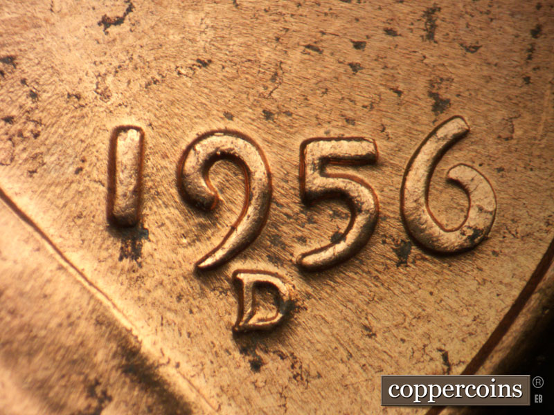 Die-stage C marker on 1956D•1DO•013 (1956 Doubled Die Obverse).