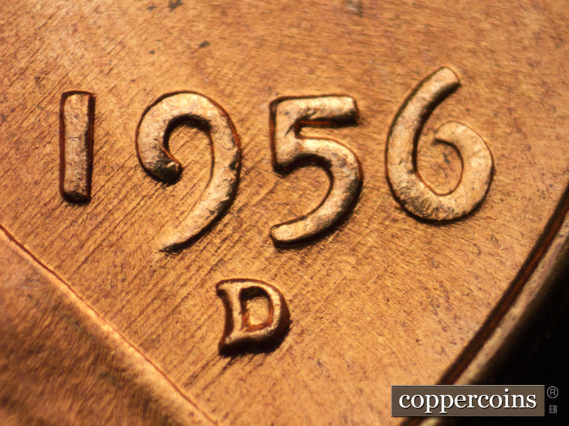Die-stage B marker on 1956D•1DO•016 (1956 Doubled Die Obverse).