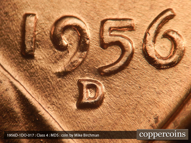 Die-stage B marker on 1956D•1DO•017 (1956 Doubled Die Obverse).