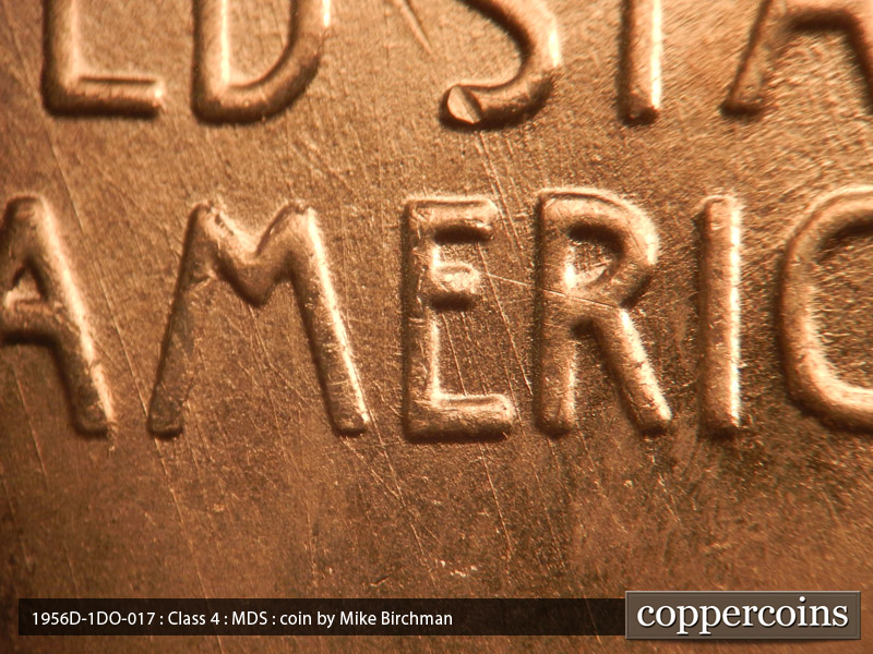 Die-stage B marker on 1956D•1DO•017 (1956 Doubled Die Obverse).