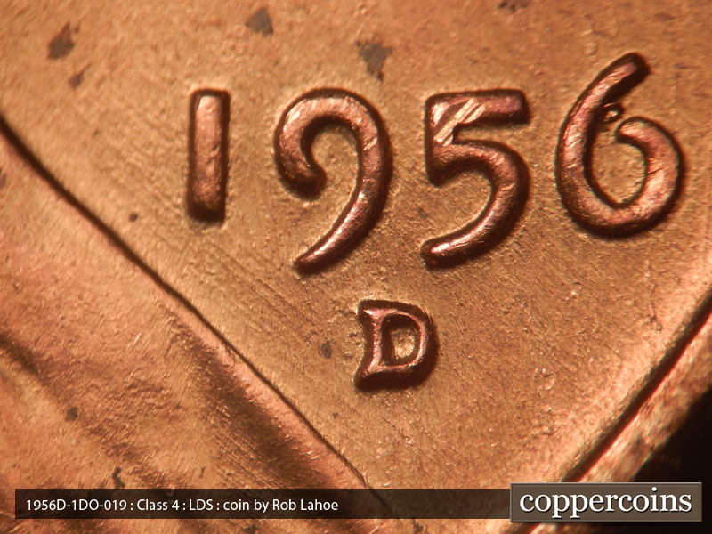 Die-stage C marker on 1956D•1DO•019 (1956 Doubled Die Obverse).