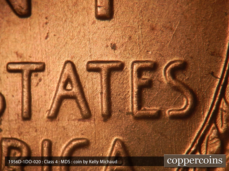 Die-stage B marker on 1956D•1DO•020 (1956 Doubled Die Obverse).