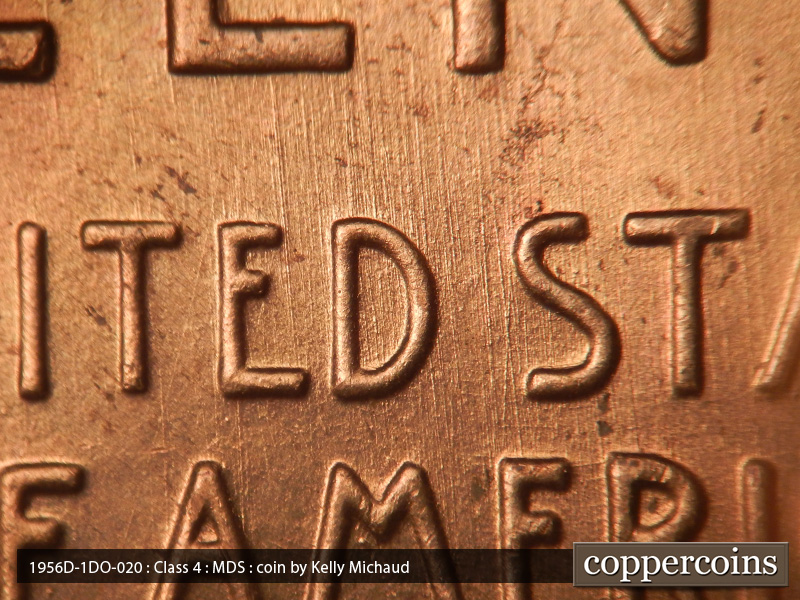 Die-stage B marker on 1956D•1DO•020 (1956 Doubled Die Obverse).
