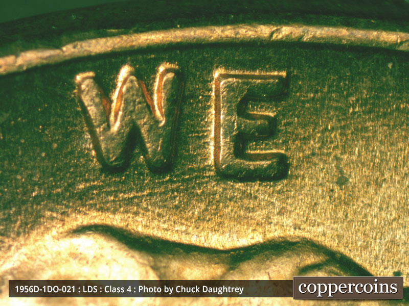 Die-stage C marker on 1956D•1DO•021 (1956 Doubled Die Obverse).