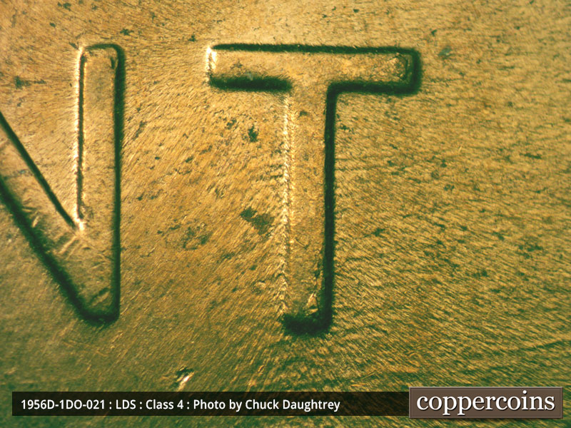 Die-stage C marker on 1956D•1DO•021 (1956 Doubled Die Obverse).