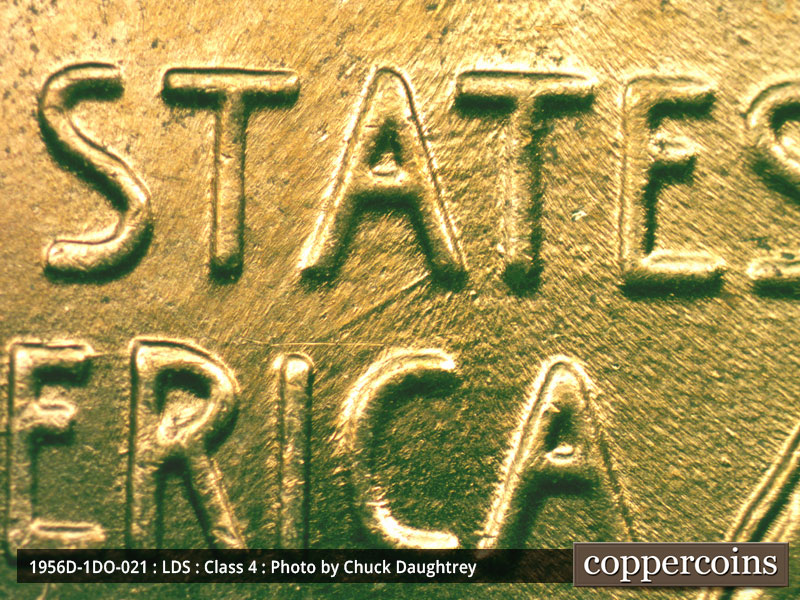 Die-stage C marker on 1956D•1DO•021 (1956 Doubled Die Obverse).