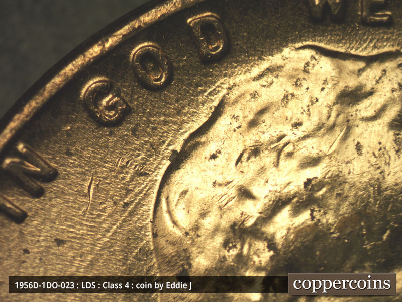 Die-stage C marker on 1956D•1DO•023 (1956 Doubled Die Obverse).