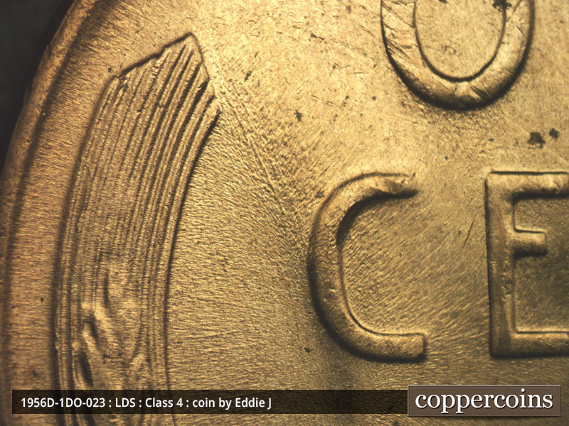 Die-stage C marker on 1956D•1DO•023 (1956 Doubled Die Obverse).