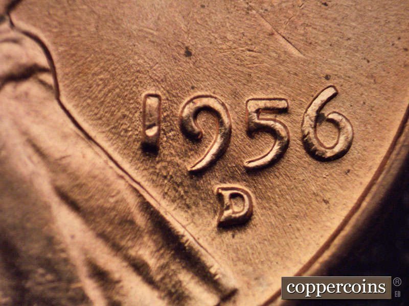 Die-stage B marker on 1956D•1DO•024 (1956 Doubled Die Obverse).