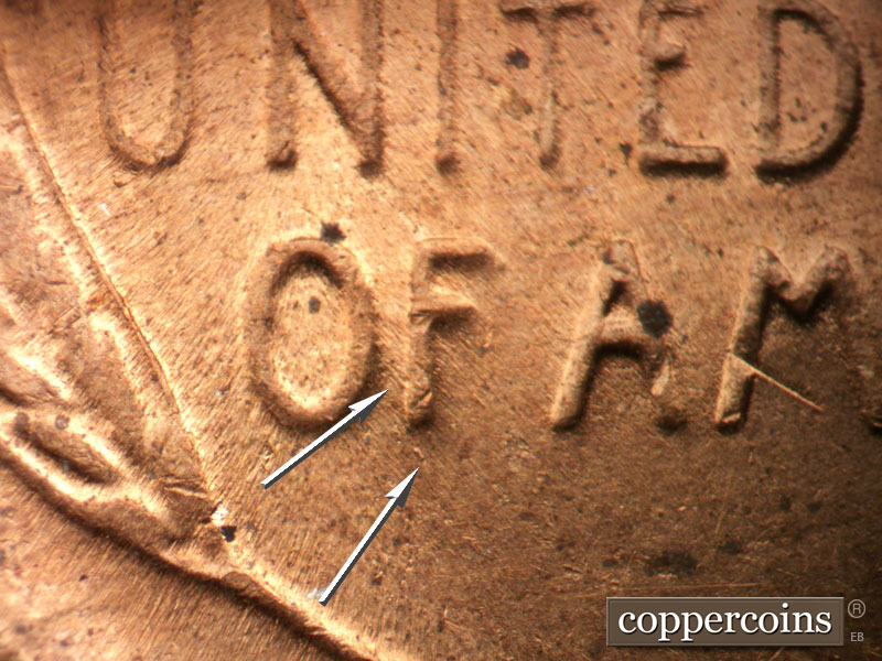Die-stage C marker on 1956D•1DO•024 (1956 Doubled Die Obverse).