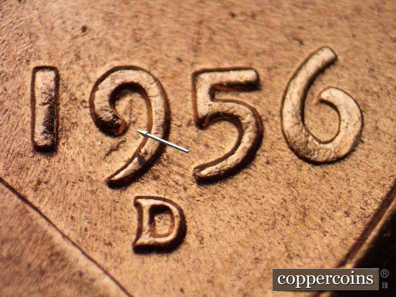 Die-stage C marker on 1956D•1DO•025 (1956 Doubled Die Obverse).