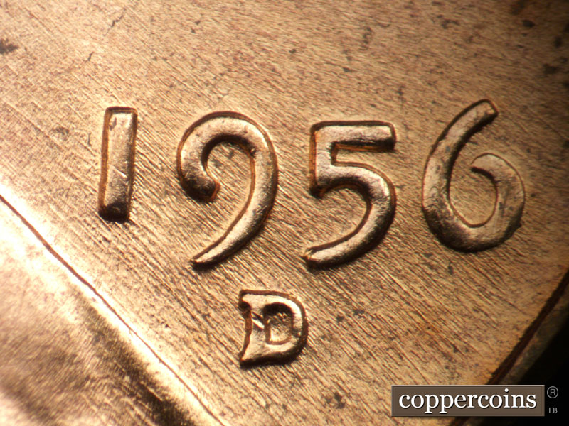 Die-stage B marker on 1956D•1DO•026 (1956 Doubled Die Obverse).