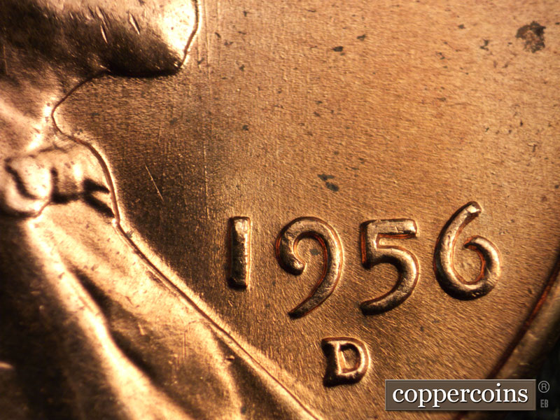 Die-stage B marker on 1956D•1DO•027 (1956 Doubled Die Obverse).