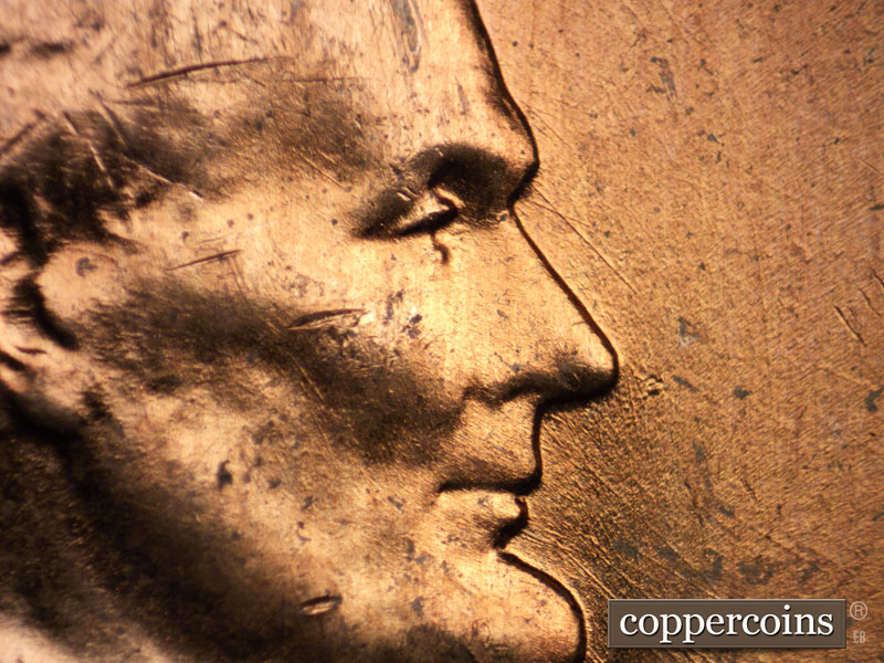 1956 Lincoln cent obverse, CopperCoins die 1956D•1DO•028.