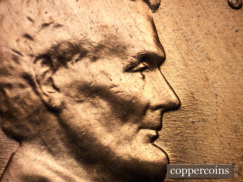 1956 Lincoln cent obverse, CopperCoins die 1956D•1DO•029.