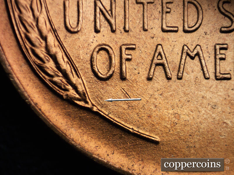 Die-stage B marker on 1956D•1DO•029 (1956 Doubled Die Obverse).