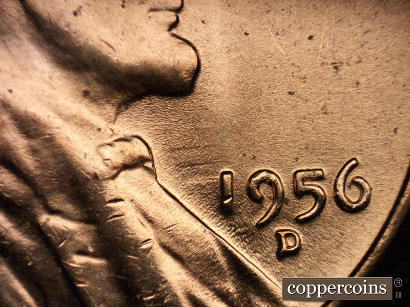 Die-stage C marker on 1956D•1DO•030 (1956 Doubled Die Obverse).