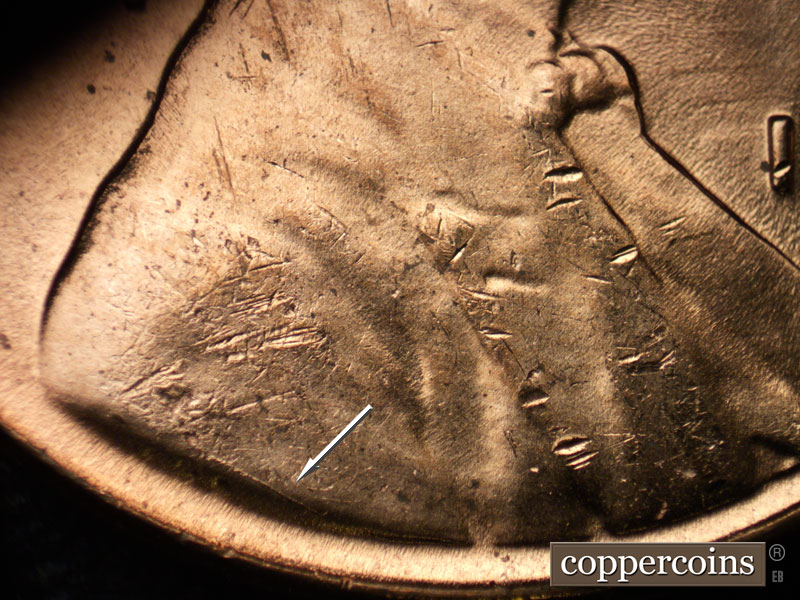 Die-stage C marker on 1956D•1DO•030 (1956 Doubled Die Obverse).