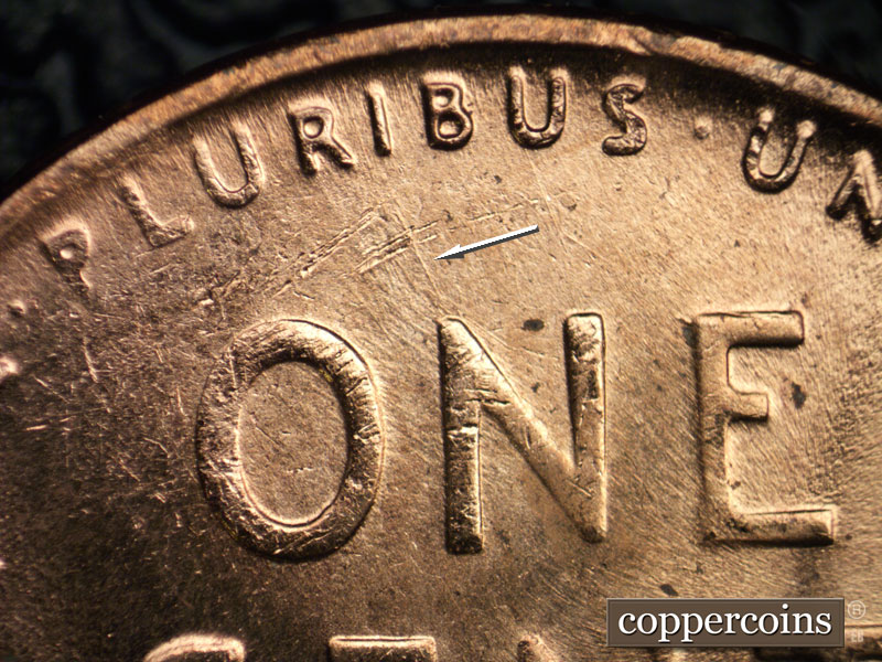Die-stage C marker on 1956D•1DO•030 (1956 Doubled Die Obverse).