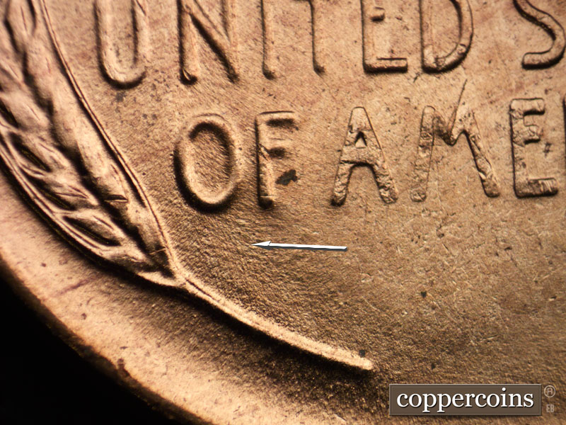 Die-stage C marker on 1956D•1DO•030 (1956 Doubled Die Obverse).