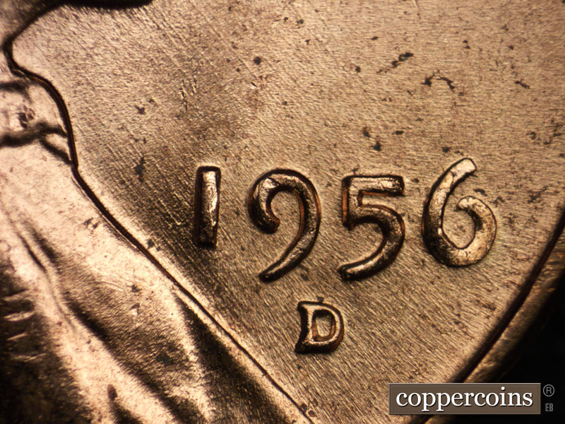 Die-stage B marker on 1956D•1DO•031 (1956 Doubled Die Obverse).