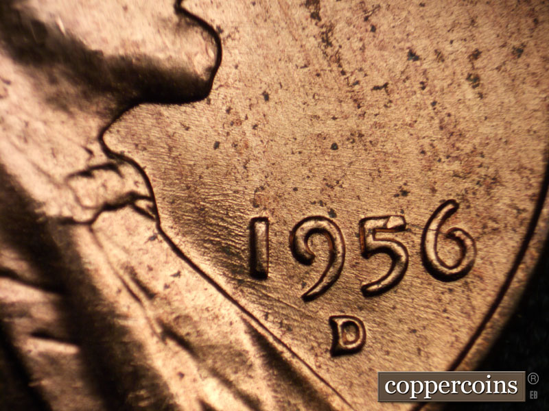 Die-stage B marker on 1956D•1DO•032 (1956 Doubled Die Obverse).