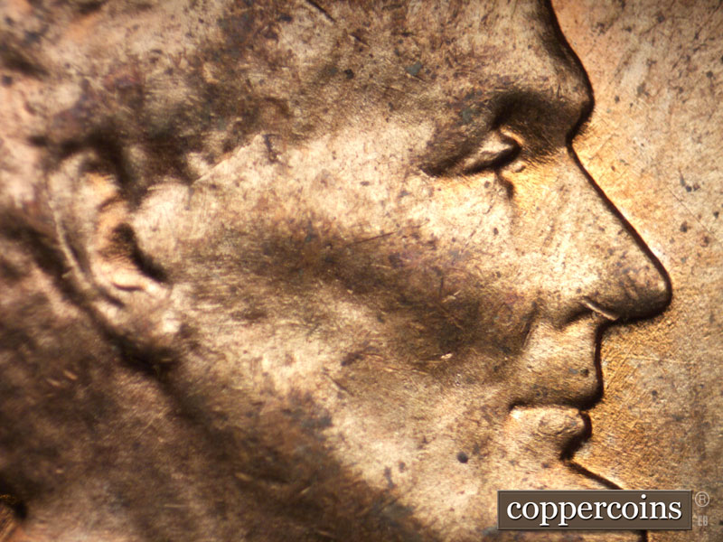 1956 Lincoln cent obverse, CopperCoins die 1956D•1DO•033.