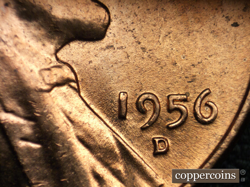 Die-stage C marker on 1956D•1DO•034 (1956 Doubled Die Obverse).