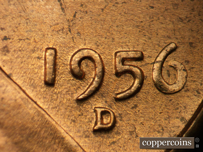 Die-stage B marker on 1956D•1DO•036 (1956 Doubled Die Obverse).