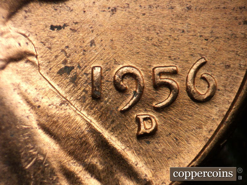 Die-stage B marker on 1956D•1DO•039 (1956 Doubled Die Obverse).