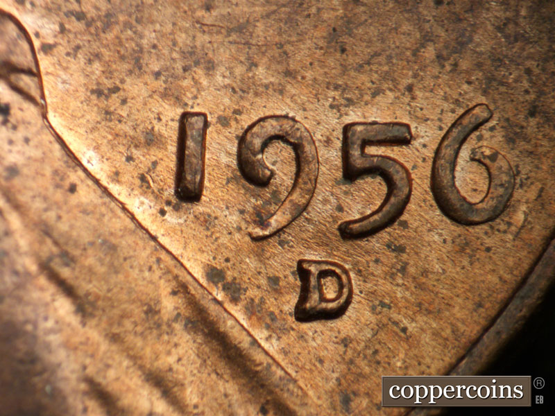 Die-stage B marker on 1956D•1DO•041 (1956 Doubled Die Obverse).