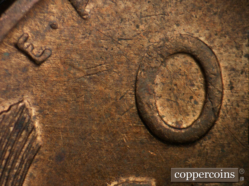 Die-stage B marker on 1956D•1DO•041 (1956 Doubled Die Obverse).
