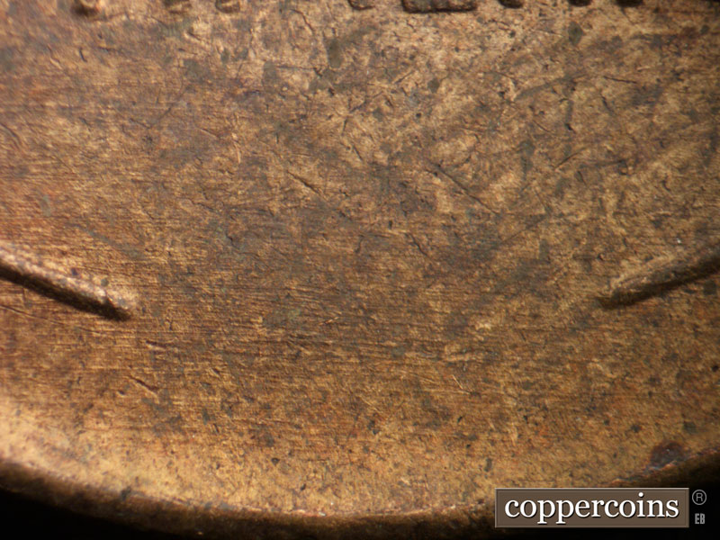 Die-stage B marker on 1956D•1DO•041 (1956 Doubled Die Obverse).