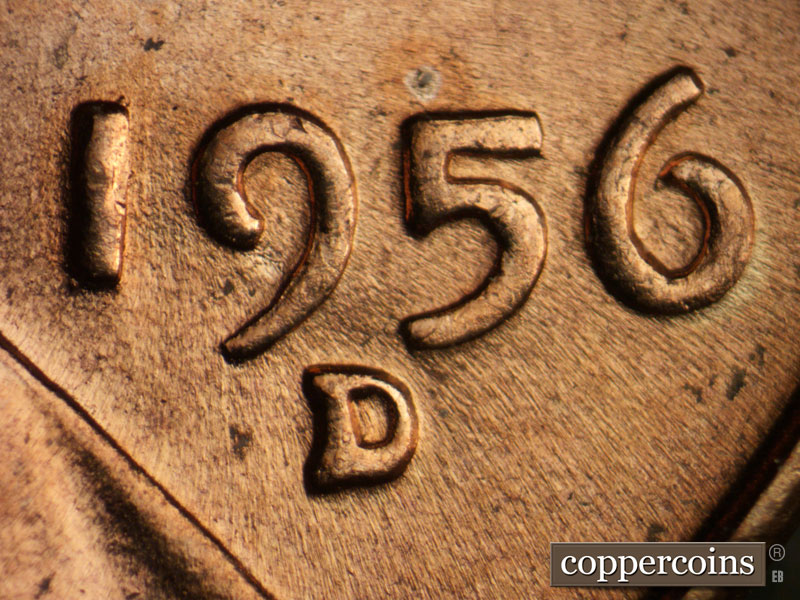 Die-stage B marker on 1956D•1DO•043 (1956 Doubled Die Obverse).