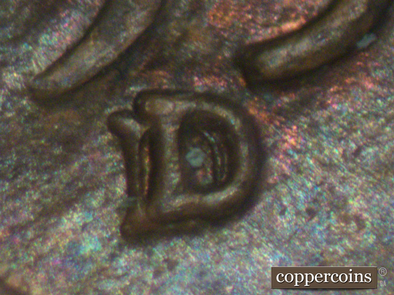 Die-stage A marker on 1956D•1MM•001 (1956 Repunched Mint Mark).