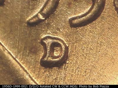 1956 Lincoln cent obverse, CopperCoins die 1956D•1MM•002.