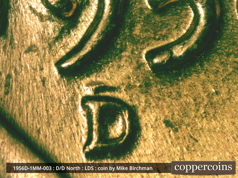 Die-stage C marker on 1956D•1MM•003 (1956 Repunched Mint Mark).