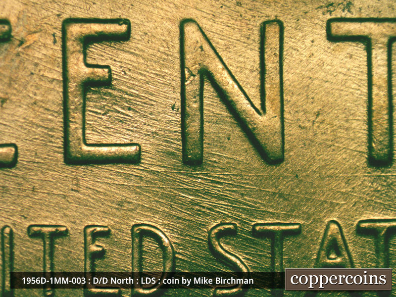 Die-stage C marker on 1956D•1MM•003 (1956 Repunched Mint Mark).
