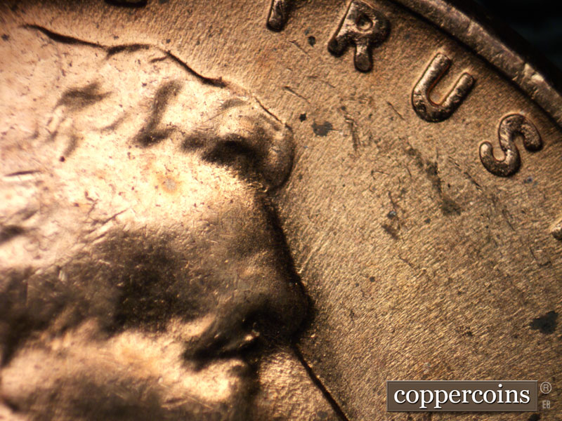 Die-stage C marker on 1956D•1MM•005 (1956 Repunched Mint Mark).