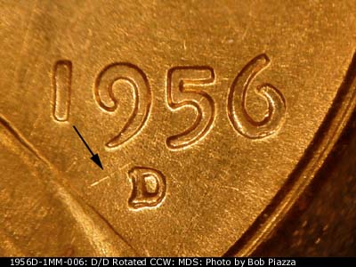 1956 Lincoln cent obverse, CopperCoins die 1956D•1MM•006.