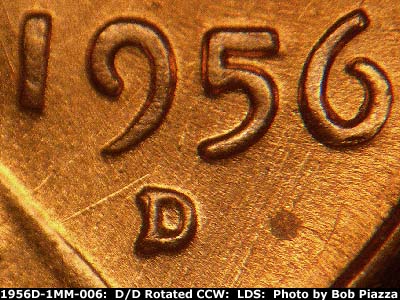 Die-stage C marker on 1956D•1MM•006 (1956 Repunched Mint Mark).